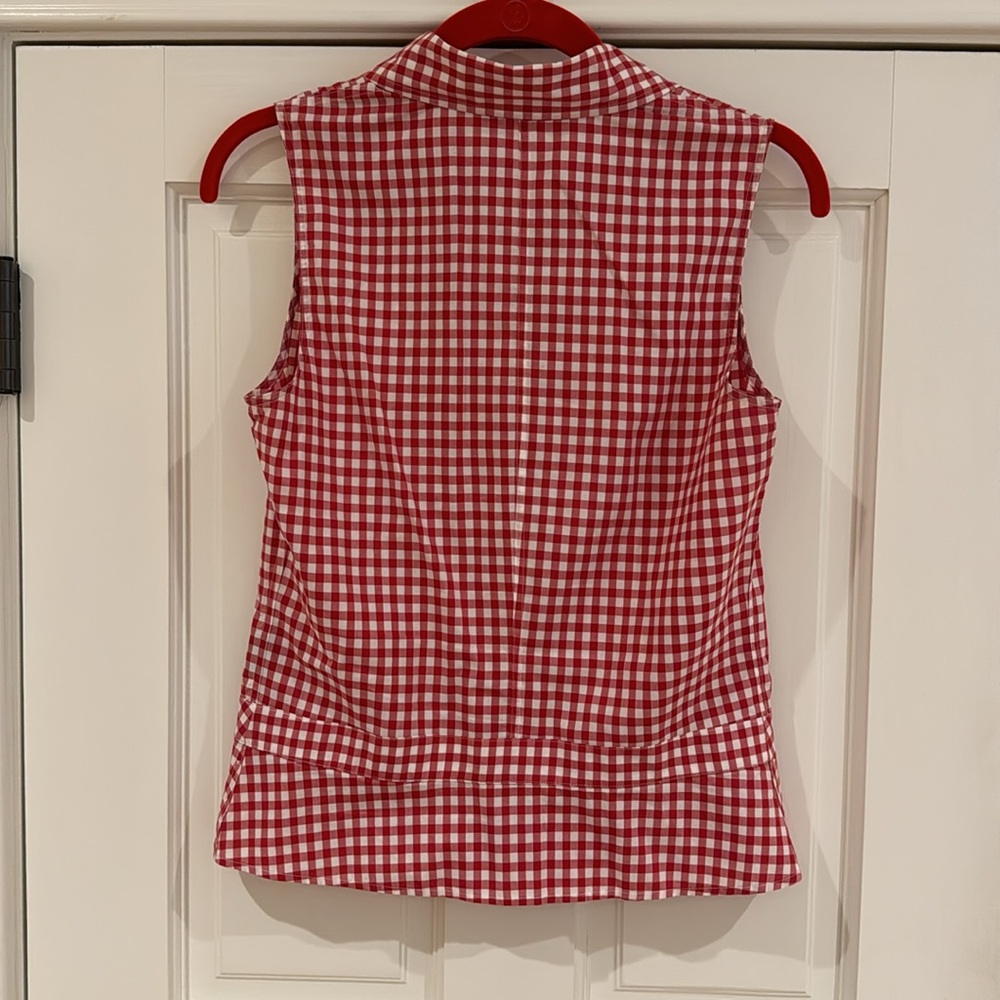 Façonnable Women’s Sleeveless Red and White Check Shirt Blouse size XS - Picture 4 of 9